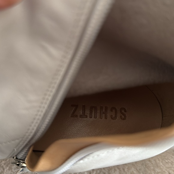 NWOB Schutz Amelie White Leather Stretch Sock Boots size 10 - Picture 5 of 7